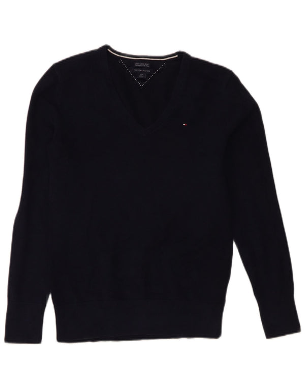 Pulover cu decolteu în V Tommy Hilfiger pentru femei UK 10 Bumbac bleumarin mic