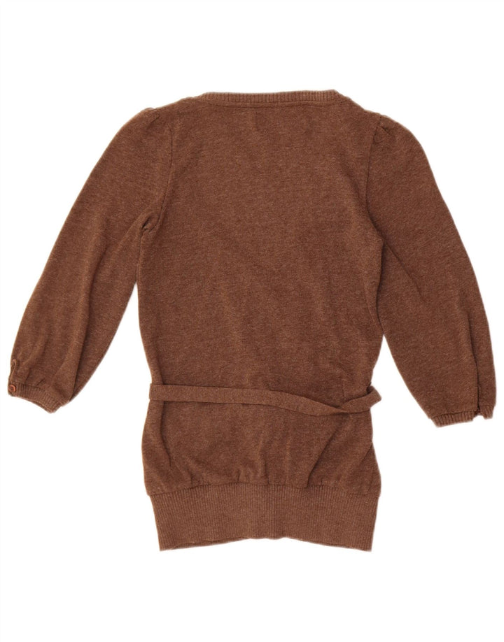 Pulover cardigan Zara pentru femei cu mâneci 3/4 UK 12 maro mediu
