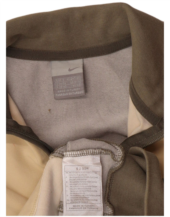 Jachetă de top pentru trening NIKE Crop pentru femei UK 8/10 Small Beige Colorblock