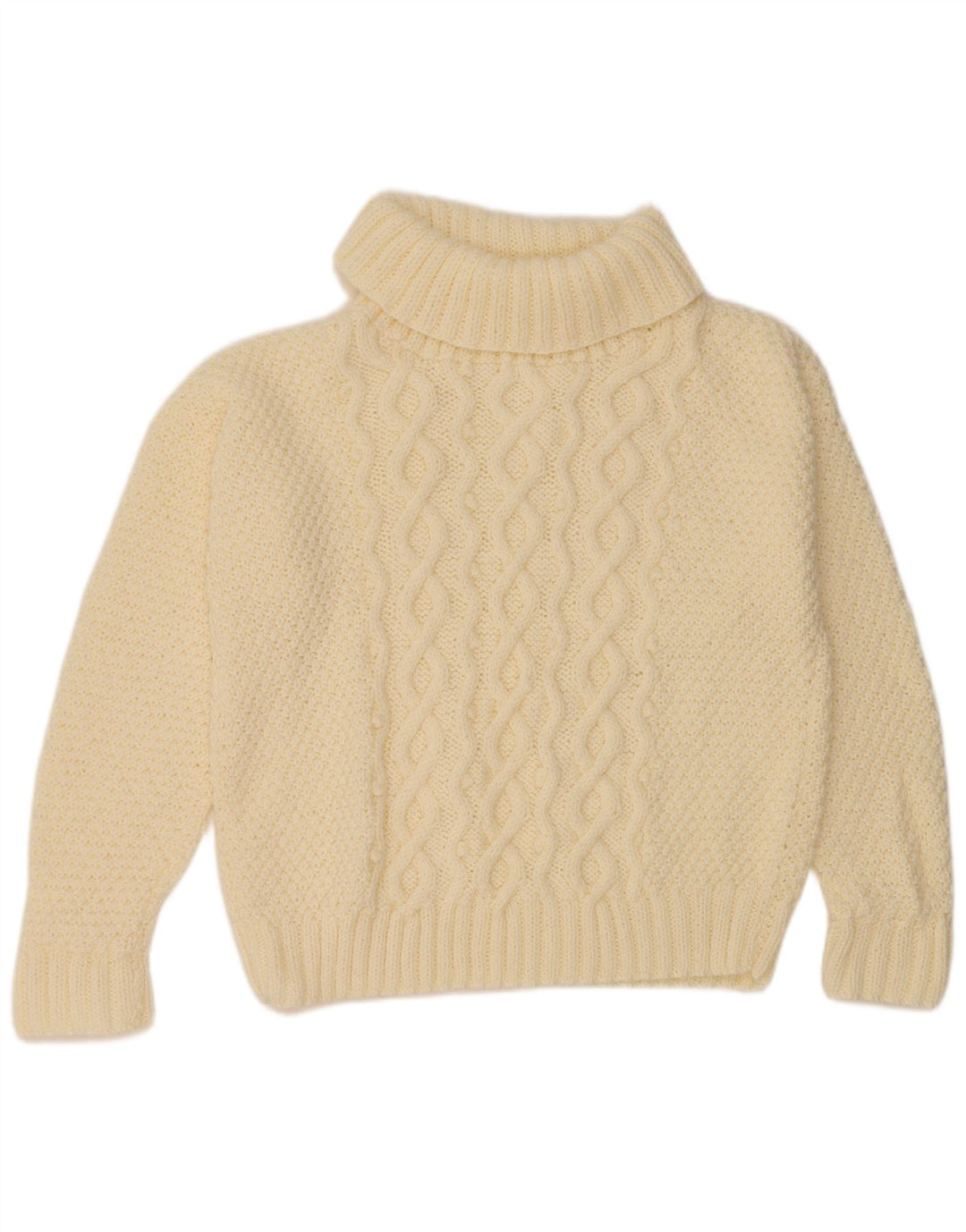 VINTAGE Pulover supradimensionat cu gât rulat pentru femei UK 18 XL alb