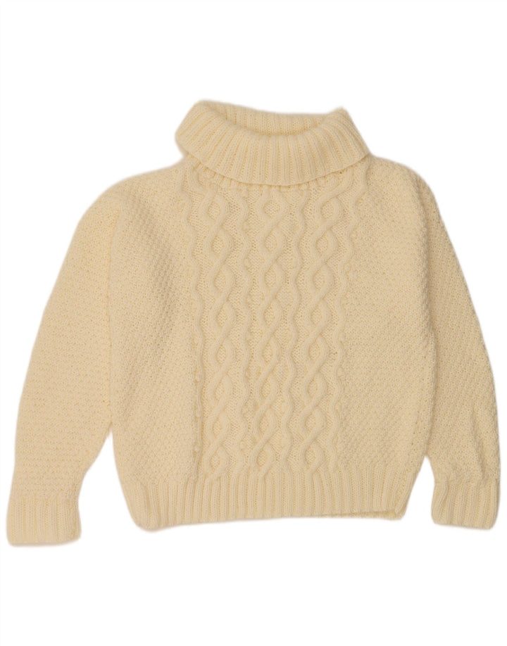 VINTAGE Pulover supradimensionat cu gât rulat pentru femei UK 18 XL alb