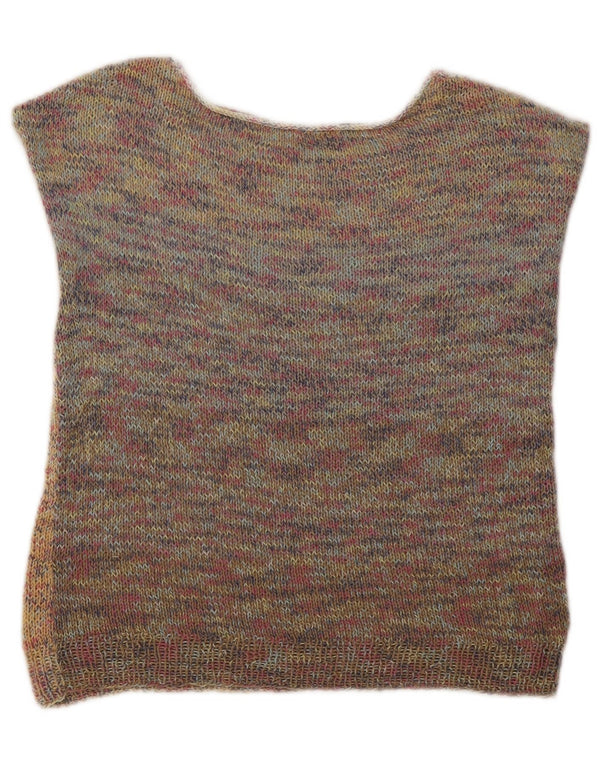 Vintage Crop Vest Tank Top UK 14 Medium Bej Flecked