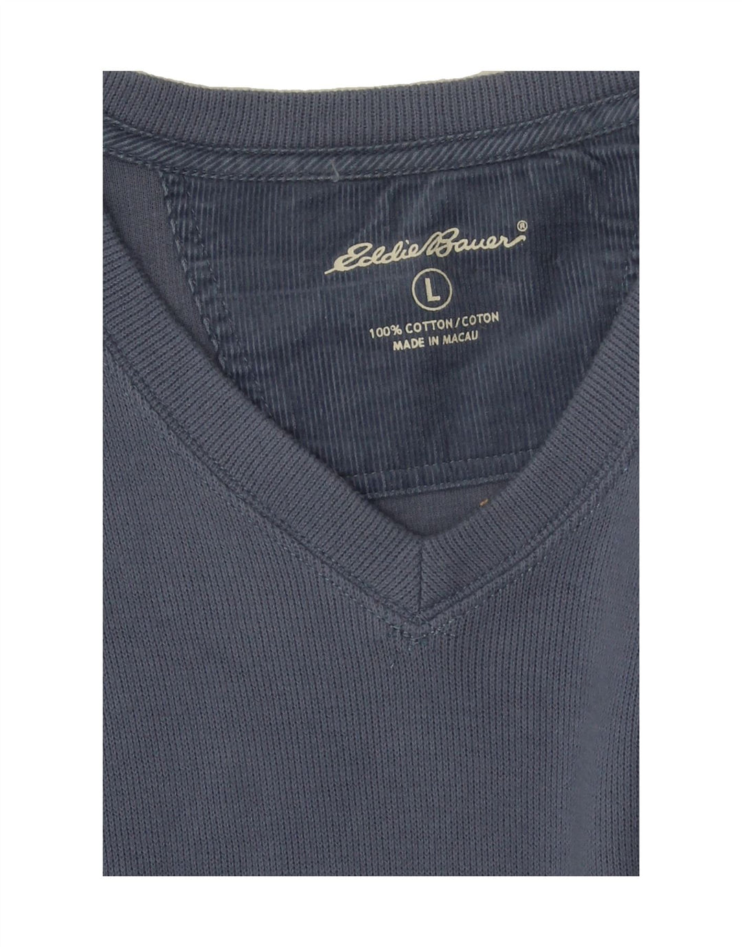 EDDIE BAUER Mens V-Neck Jumper Sweater Large Blue Cotton Vintage Eddie Bauer and Second-Hand Eddie Bauer from Messina Hembry 