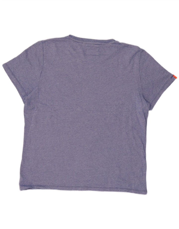 SUPERDRY Tricou Bărbați Top 2XL Blue Pinstripe Bumbac