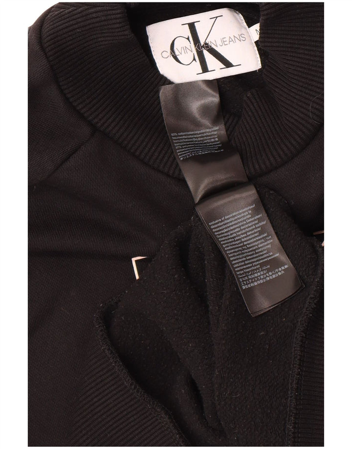 CALVIN KLEIN JEANS Womens Crop Sweatshirt Jumper UK 14 Medium Black