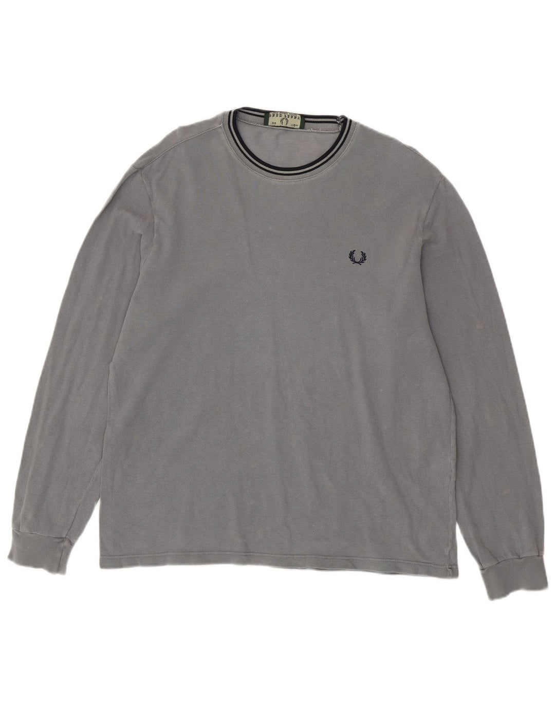 FRED PERRY Top pentru bărbați cu mânecă lungă din bumbac gri mediu