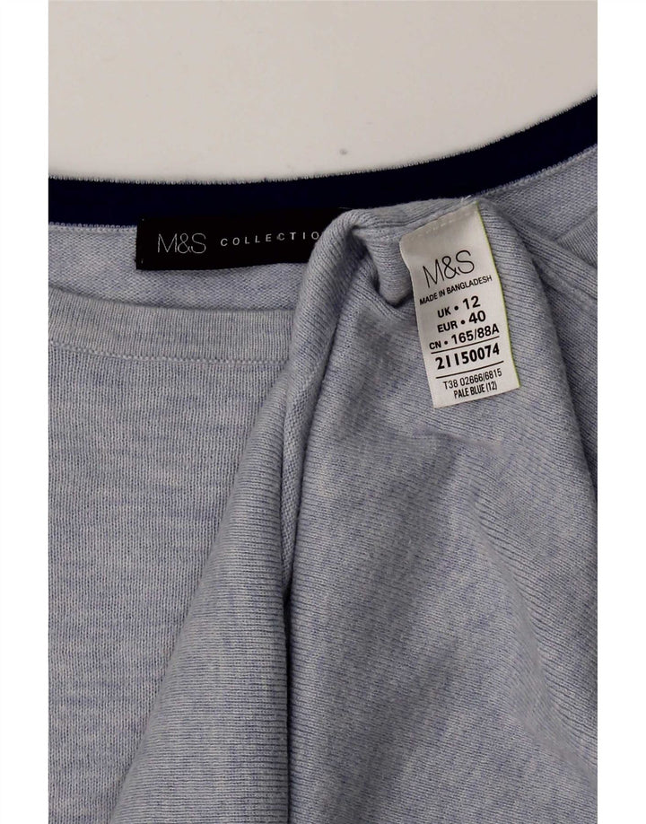 Marks & Spencer Top pentru femei cu mânecă lungă UK 12 Bumbac albastru mediu