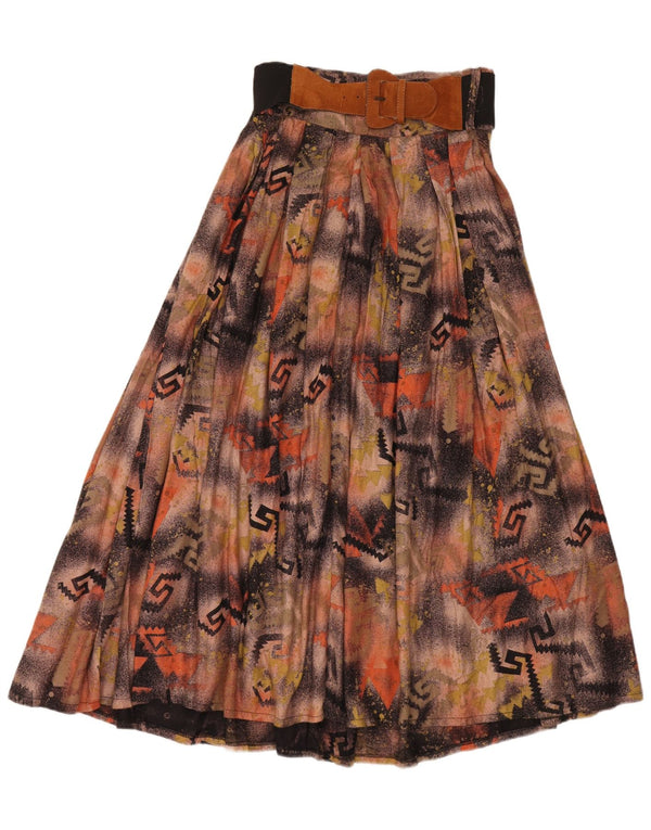 Fusta evazată cu talie înaltă Maxi Vintage pentru femei W28 Maro Mediu Patchwork