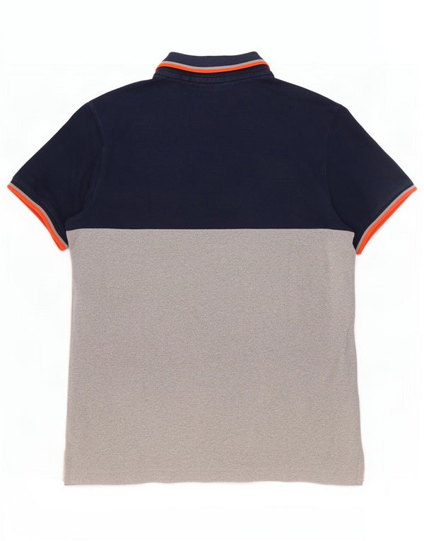 Superdry Mens Graphic Classic Fit Polo Shirt 2XL Blue Colourblock Cotton