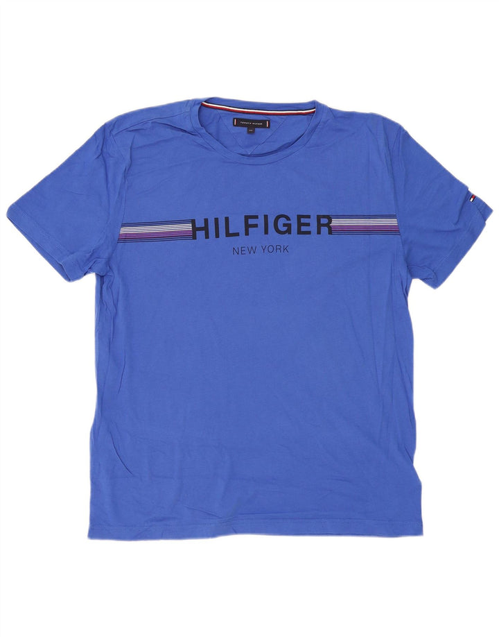 TOMMY HILFIGER Tricou grafic pentru bărbați Top 2XL Bumbac Albastru
