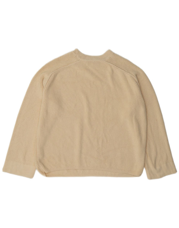 Pulover Tommy Hilfiger pentru damă, cu gât turnat, alb catifelat, UK 14