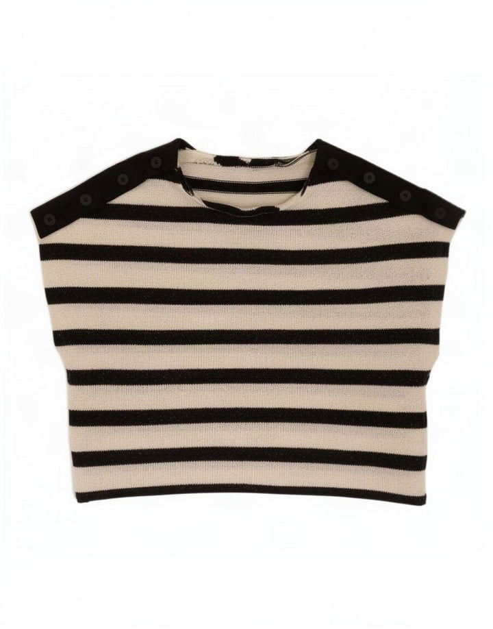 Crop Top fără mâneci pentru femei Zara UK 10 Poliester cu dungi negre mici