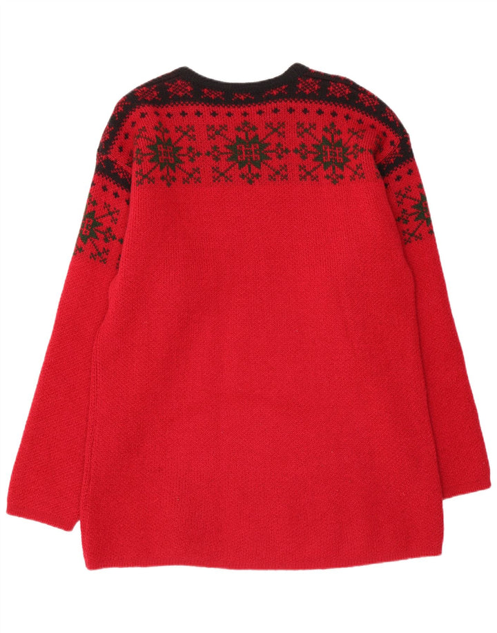 JANUS Pulover pentru bărbați cu gât roșu IT 50 Medium Red Fair Isle Lână