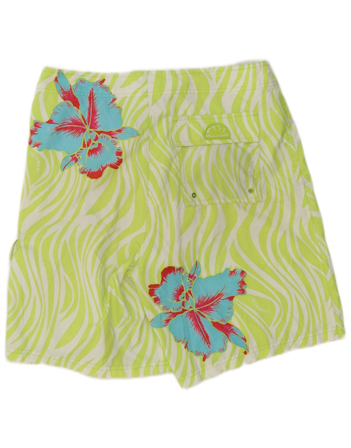 Sundek Pantaloni scurți de înot pentru bărbați, verde mediu, poliester floral