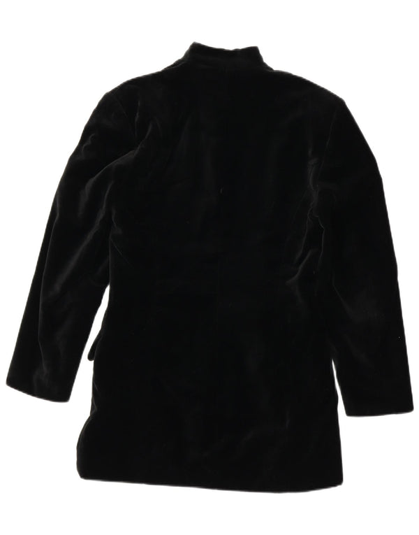 Jachetă vintage pentru femei din catifea cu 4 nasturi, UK 12, bumbac mediu negru