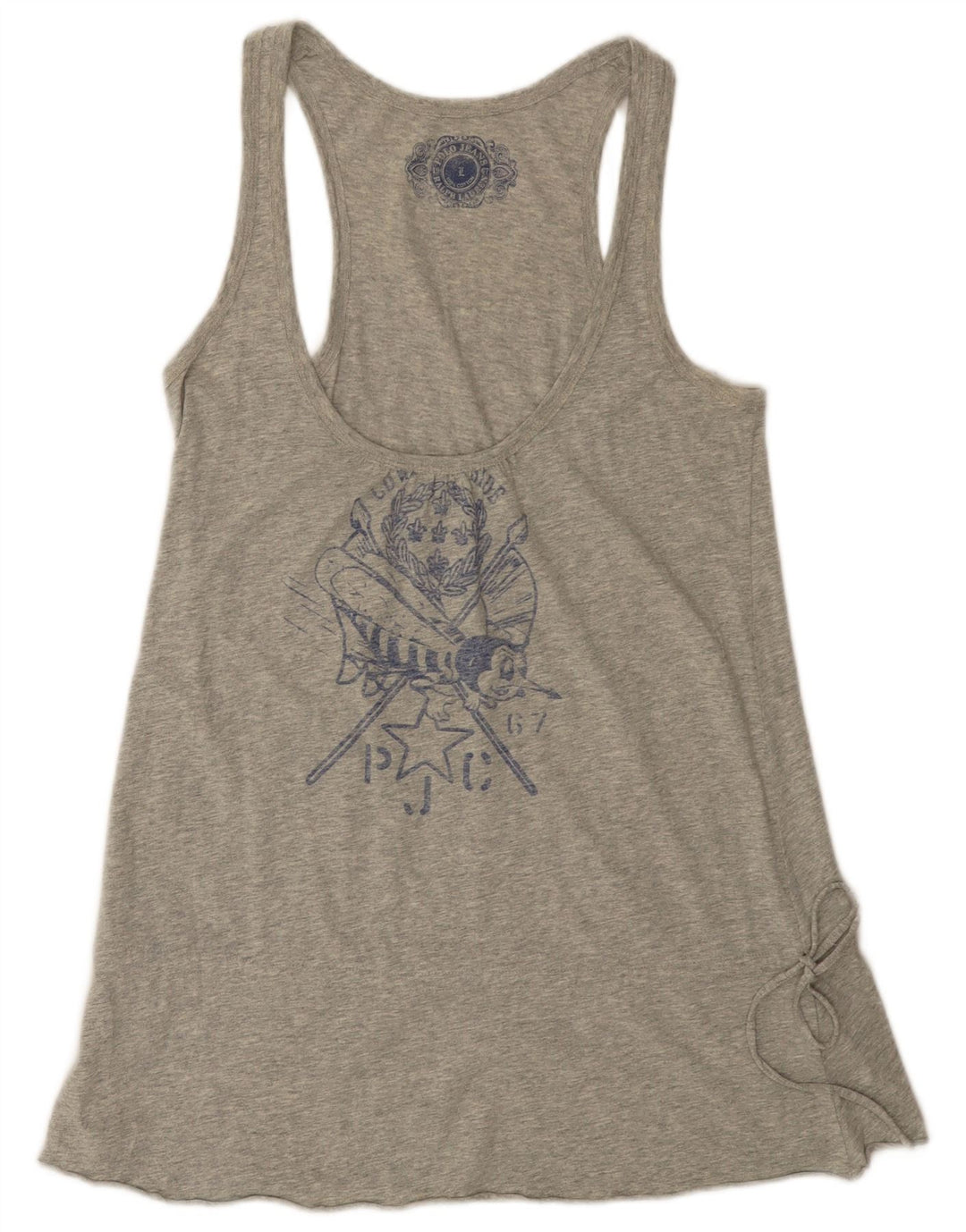 POLO RALPH LAUREN Top cu vestă grafică pentru femei UK 14, mare, gri bumbac