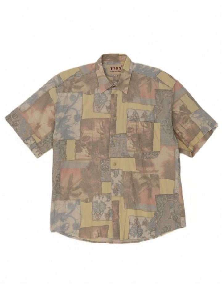 TIPO' S Mens Short Sleeve Shirt Medium Multicoloured Patchwork Hawaiian