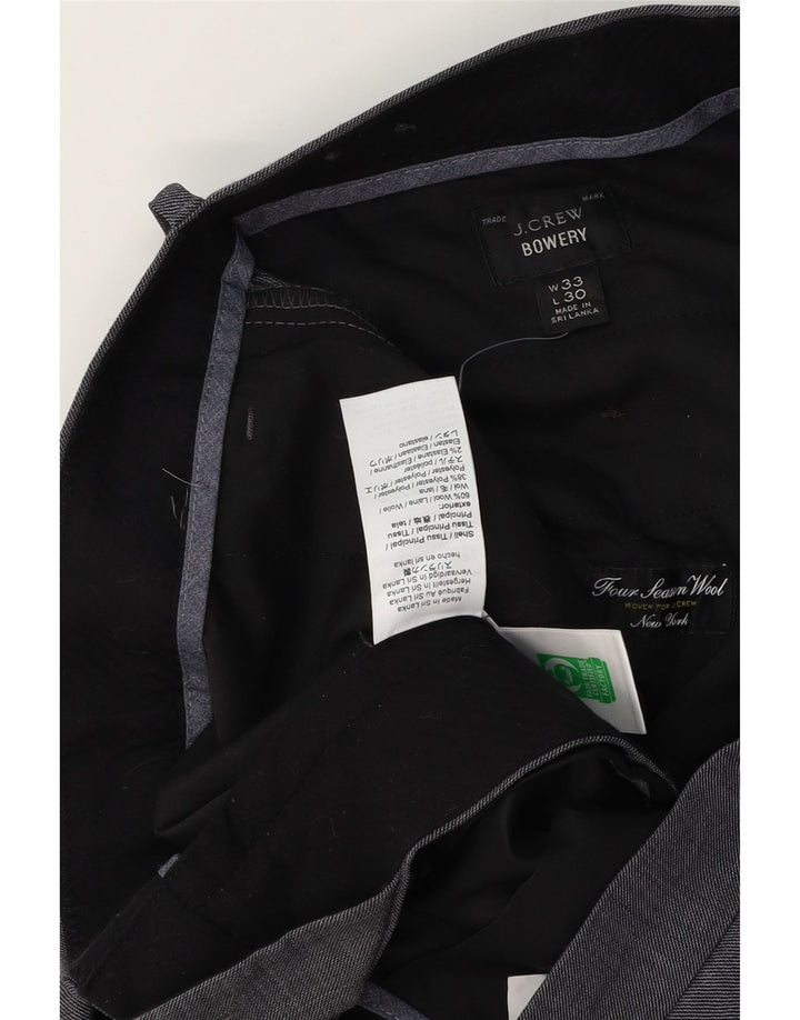 Pantaloni chino subțiri BOWERY pentru bărbați J. CREW L33 L30 lână gri cu dungi