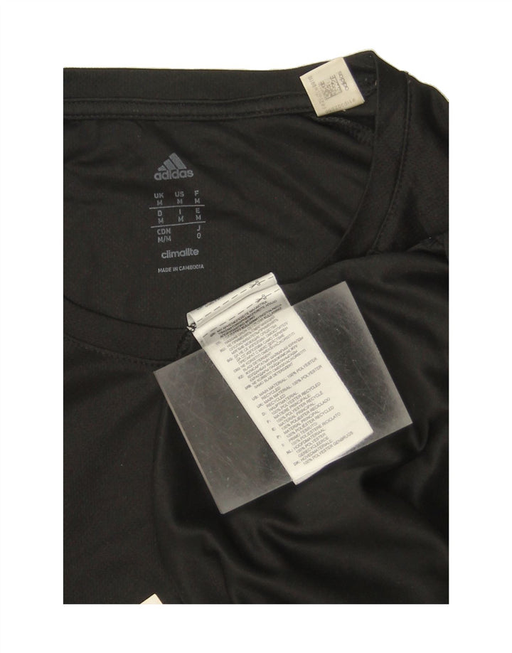 ADIDAS Mens Climalite Graphic T-Shirt Top Medium Black Polyester Vintage Adidas and Second-Hand Adidas from Messina Hembry 