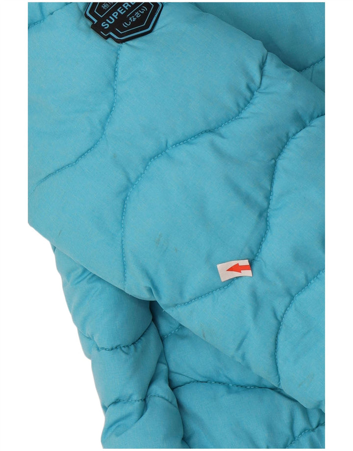 Jachetă căptușită cu glugă Superdry pentru femei UK 8 Small Blue Poliester