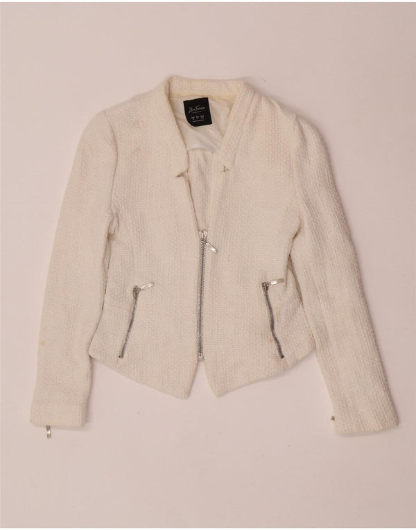 Jachetă Blazer pentru Damă Zara UK 8 Mic Bumbac Alb