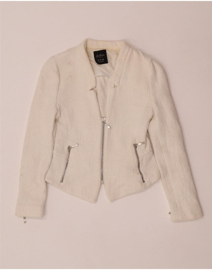 Jachetă Blazer pentru Damă Zara UK 8 Mic Bumbac Alb