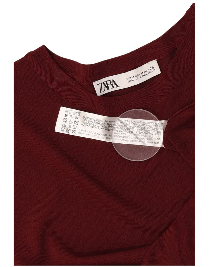 Top tricou pentru femei Zara UK 12 Medium Burgundy Viscose