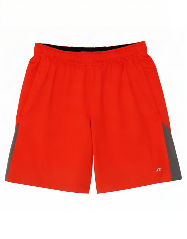Pantaloni scurți sport Russell Athletic pentru bărbați, roșu mediu, poliester color bloc