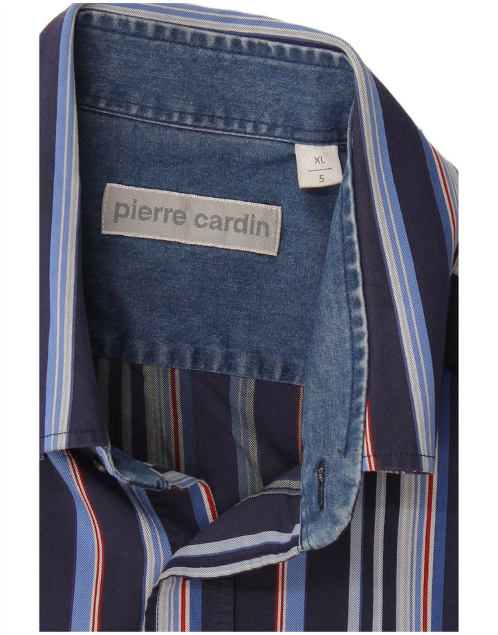 Cămașă cu mânecă scurtă pentru bărbați PIERRE CARDIN XL bleumarin cu dungi