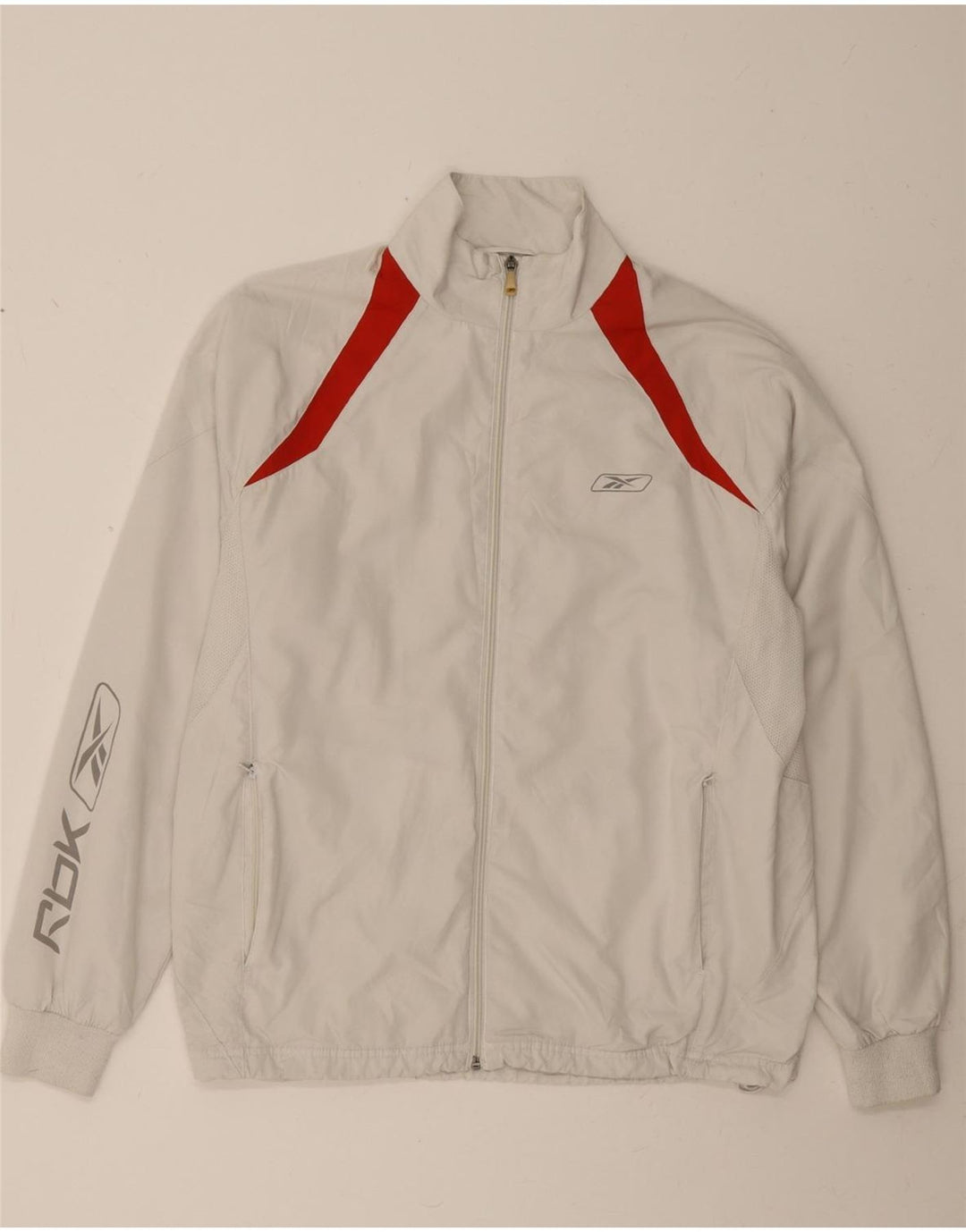 REEBOK Mens Tracksuit Top Jacket Small White Colourblock Polyester Vintage Reebok and Second-Hand Reebok from Messina Hembry 