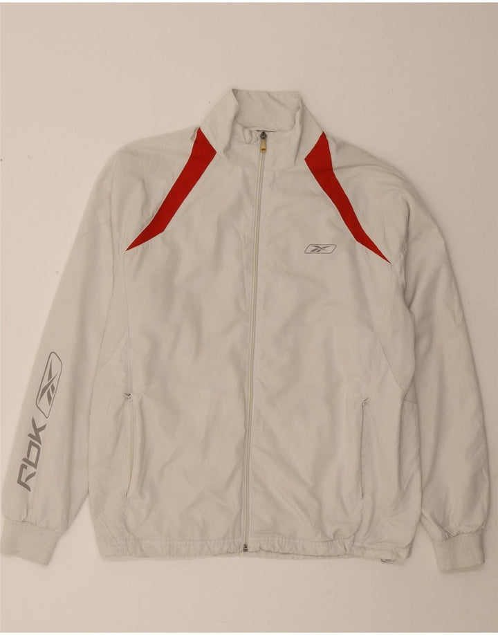REEBOK Mens Tracksuit Top Jacket Small White Colourblock Polyester Vintage Reebok and Second-Hand Reebok from Messina Hembry 