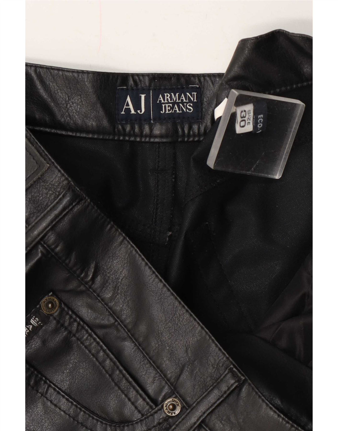 Pantaloni din piele pentru femei Armani W30 L35 negru