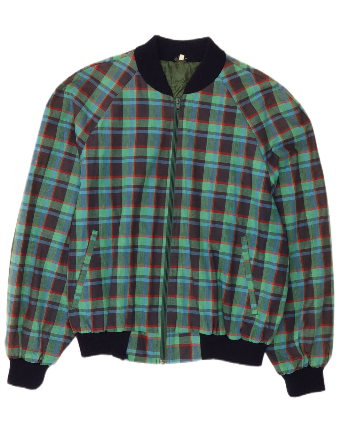 Bomber VINTAGE pentru femei IT 50 XL, bumbac verde check