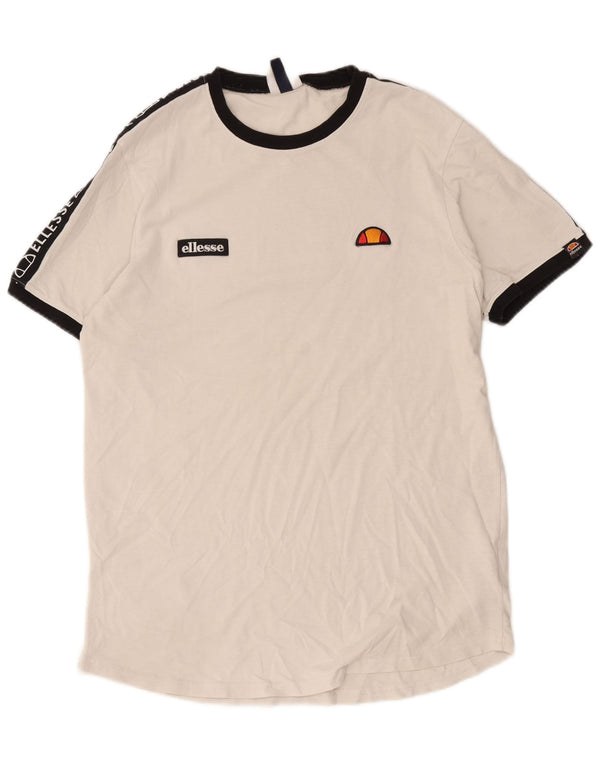 Tricou cu grafic pentru bărbați Ellesse Top mare din bumbac color bloc alb