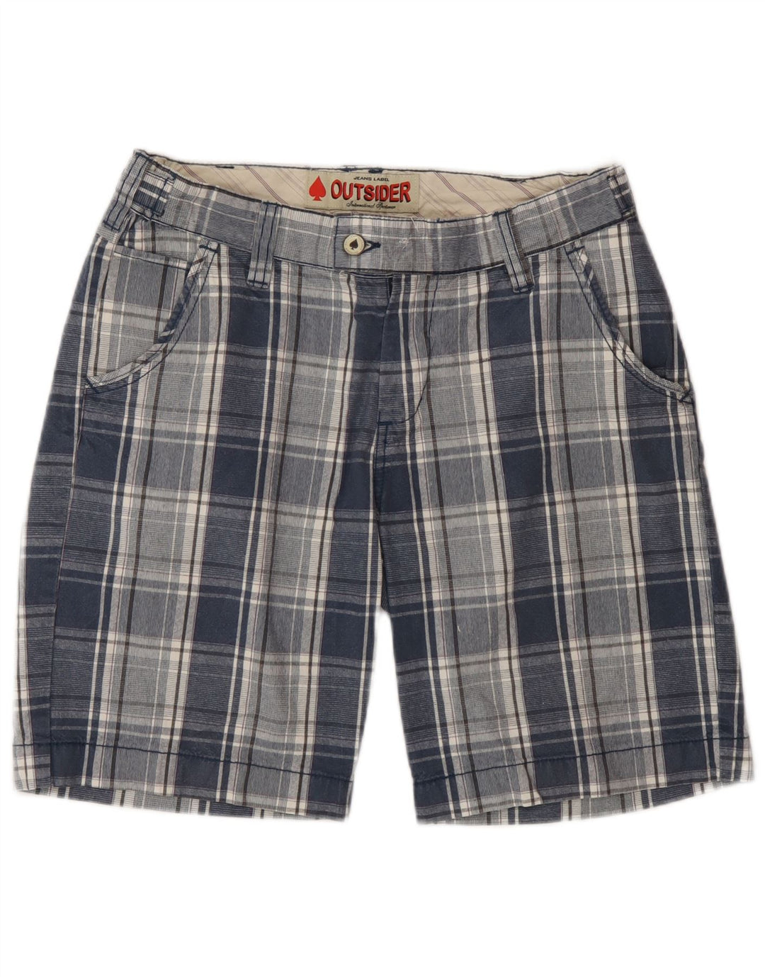 Pantaloni scurți chino pentru bărbați Outsider W30, bumbac cu carouri albastru mediu