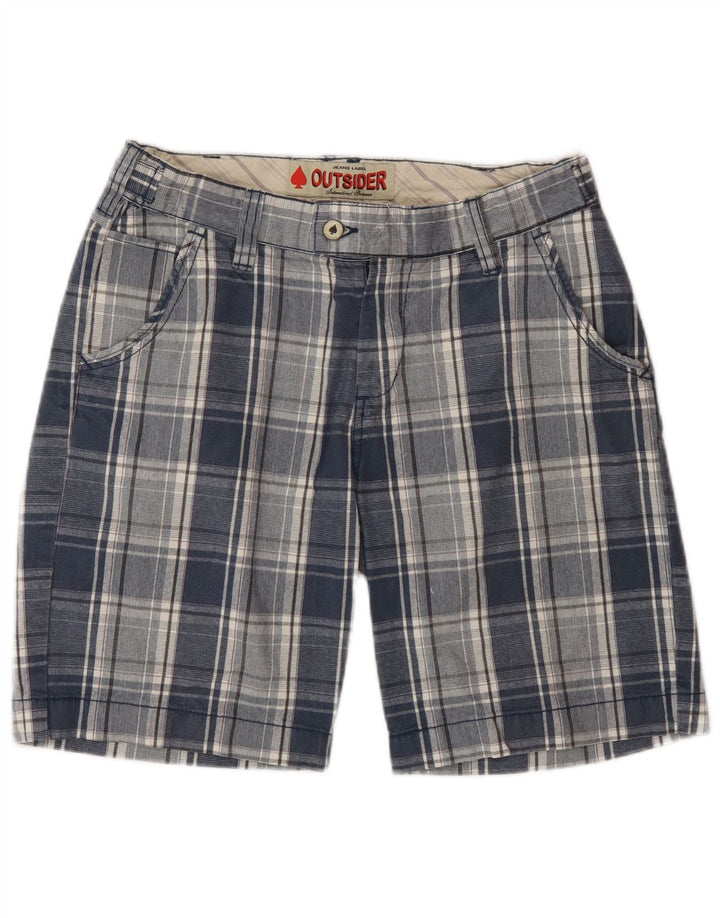 Pantaloni scurți chino pentru bărbați Outsider W30, bumbac cu carouri albastru mediu