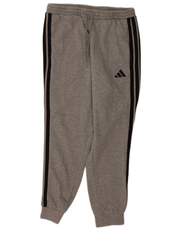 Pantaloni de trening pentru bărbați Adidas Pantaloni de jogging mari, gri bumbac cu pete
