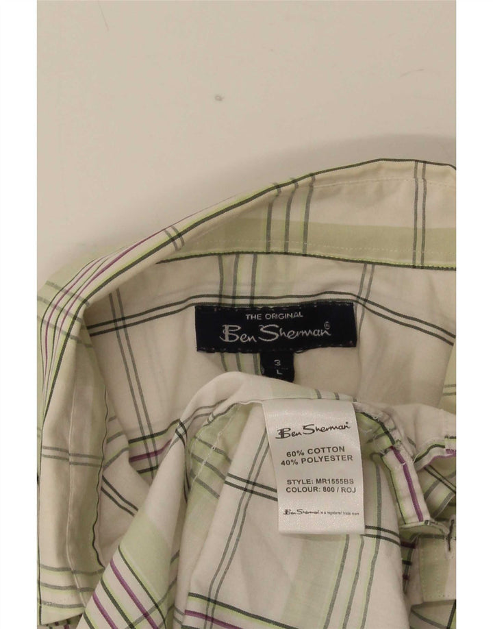 Cămașă cu mânecă scurtă pentru bărbați Ben Sherman, bumbac cu carouri verzi mari