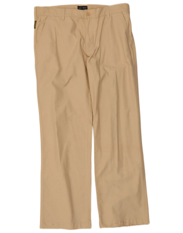 Armani Pantaloni Chino Drepți Bărbați L36 L32 Bumbac Bej