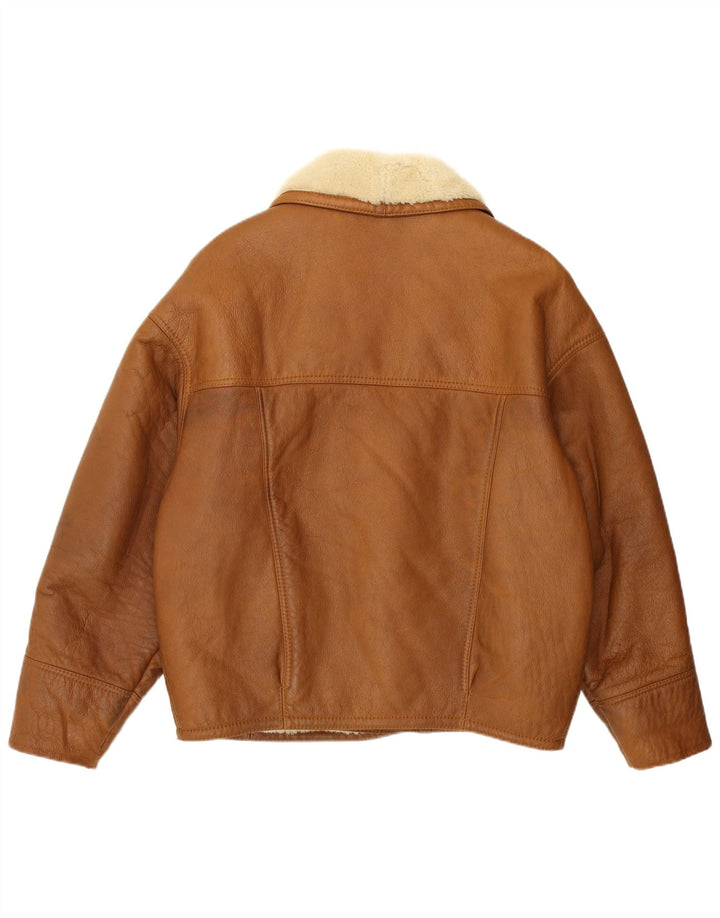 Jachetă vintage pentru bărbați din shearling, UK 38, maro mediu