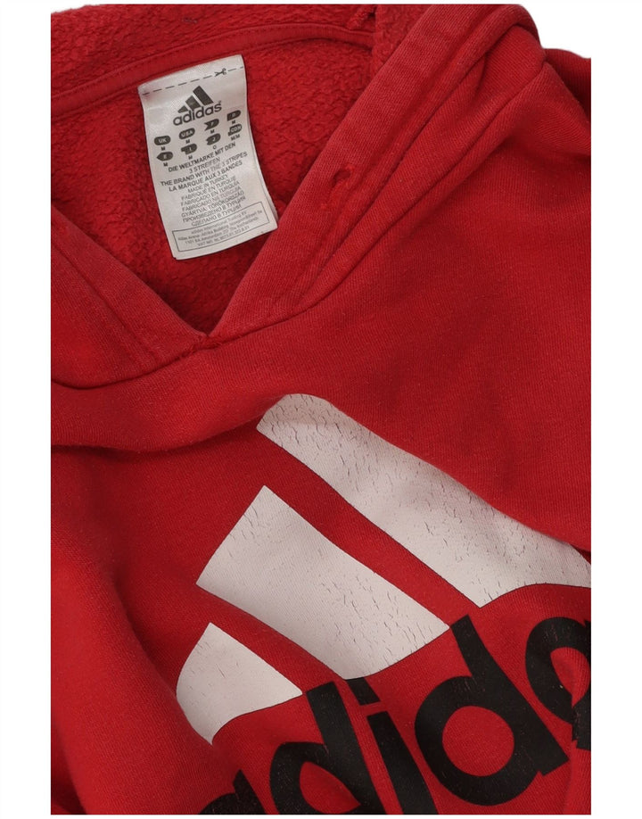 Pulover cu glugă grafic ADIDAS pentru bărbați, bumbac roșu mediu