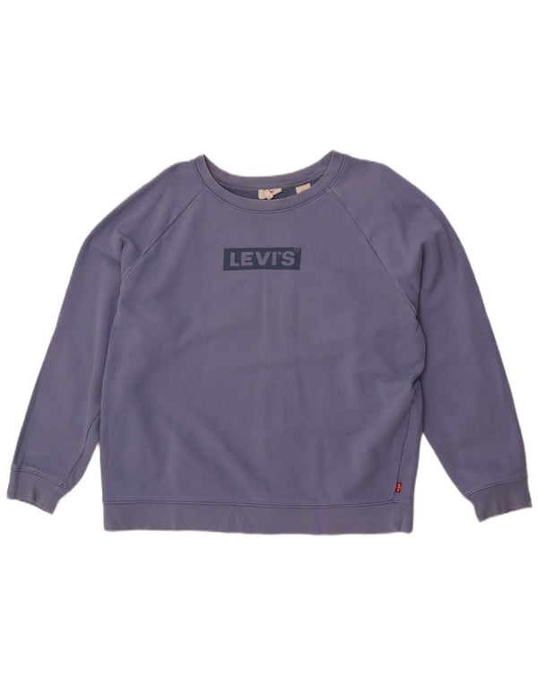 Pulover pentru femei Levi's Oversized Crop Graphic Pulover UK 16 Large Blue