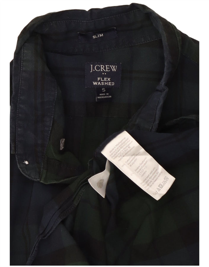 Cămașă subțire pentru bărbați J. Crew, bumbac cu carouri verzi mici