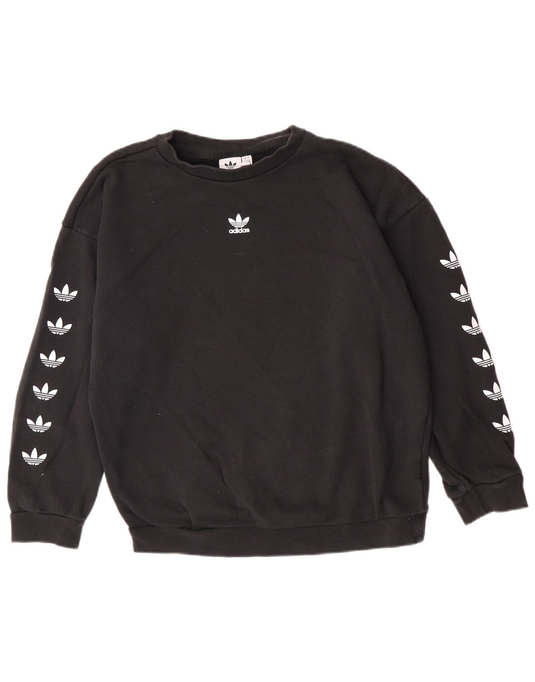 Pulover adidas pentru femei grafic supradimensionat UK 12 bumbac mediu negru