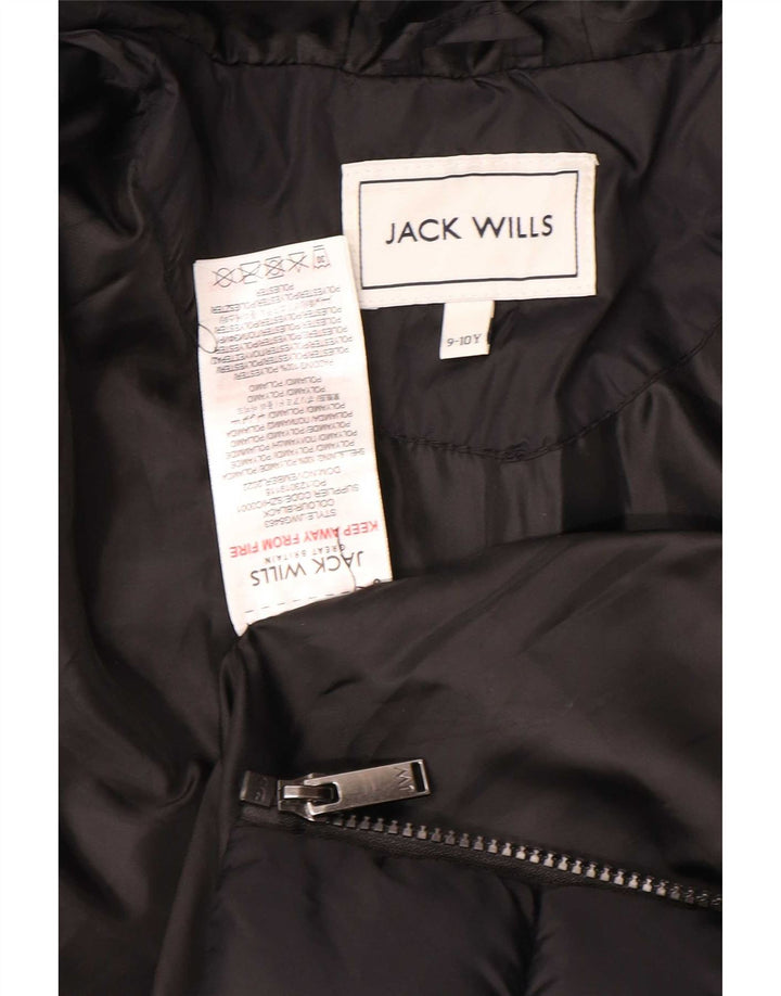 Jachetă căptușită cu glugă Jack Wills pentru băieți 9-10 ani, poliamidă neagră