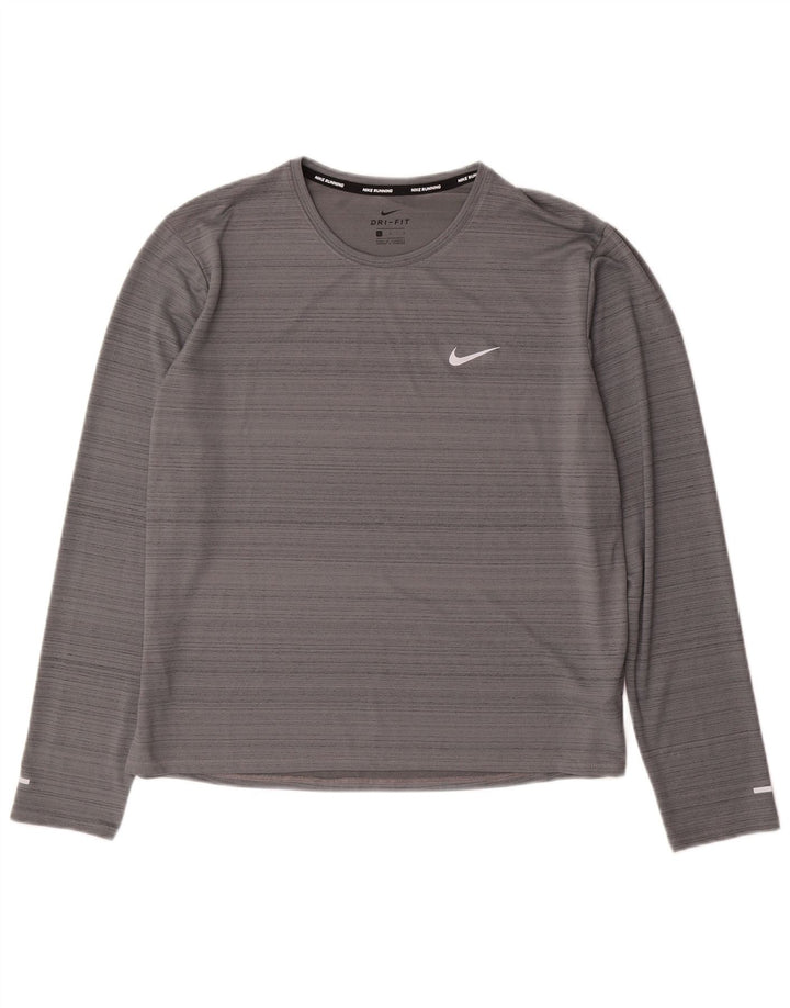 Top cu mânecă lungă Nike Dri Fit pentru bărbați, poliester cu mâneci mari, gri