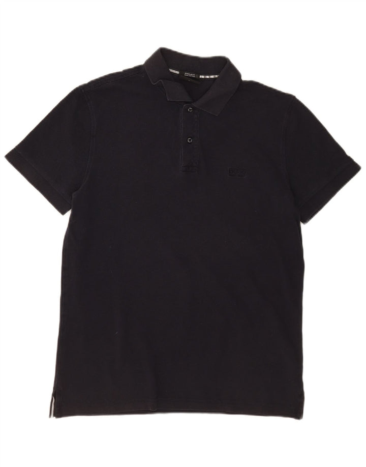 Cămașă polo Hugo Boss pentru bărbați, cu formă normală, din bumbac bleumarin mediu