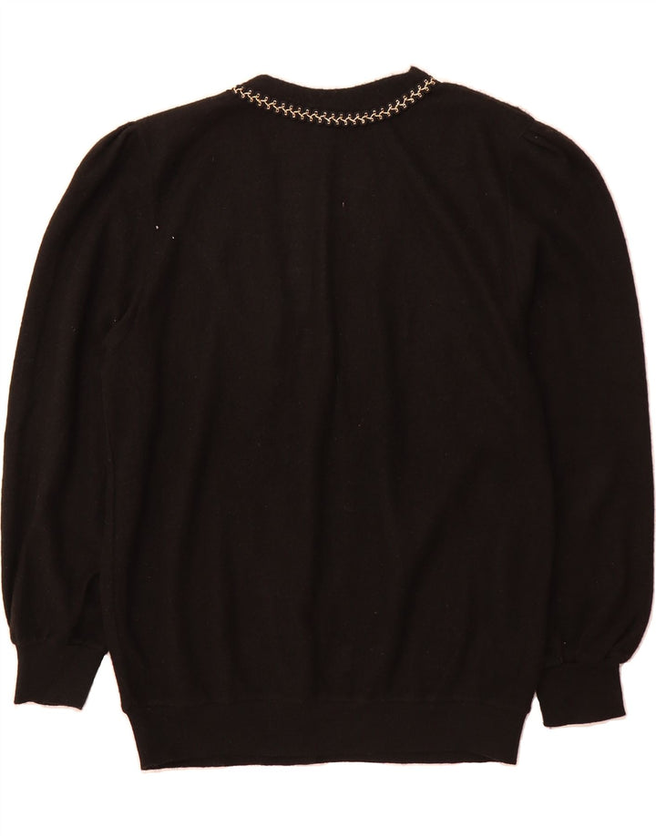 VINTAGE Womens Cardigan Sweater UK  16 Large Black Polyamide Vintage Vintage and Second-Hand Vintage from Messina Hembry 