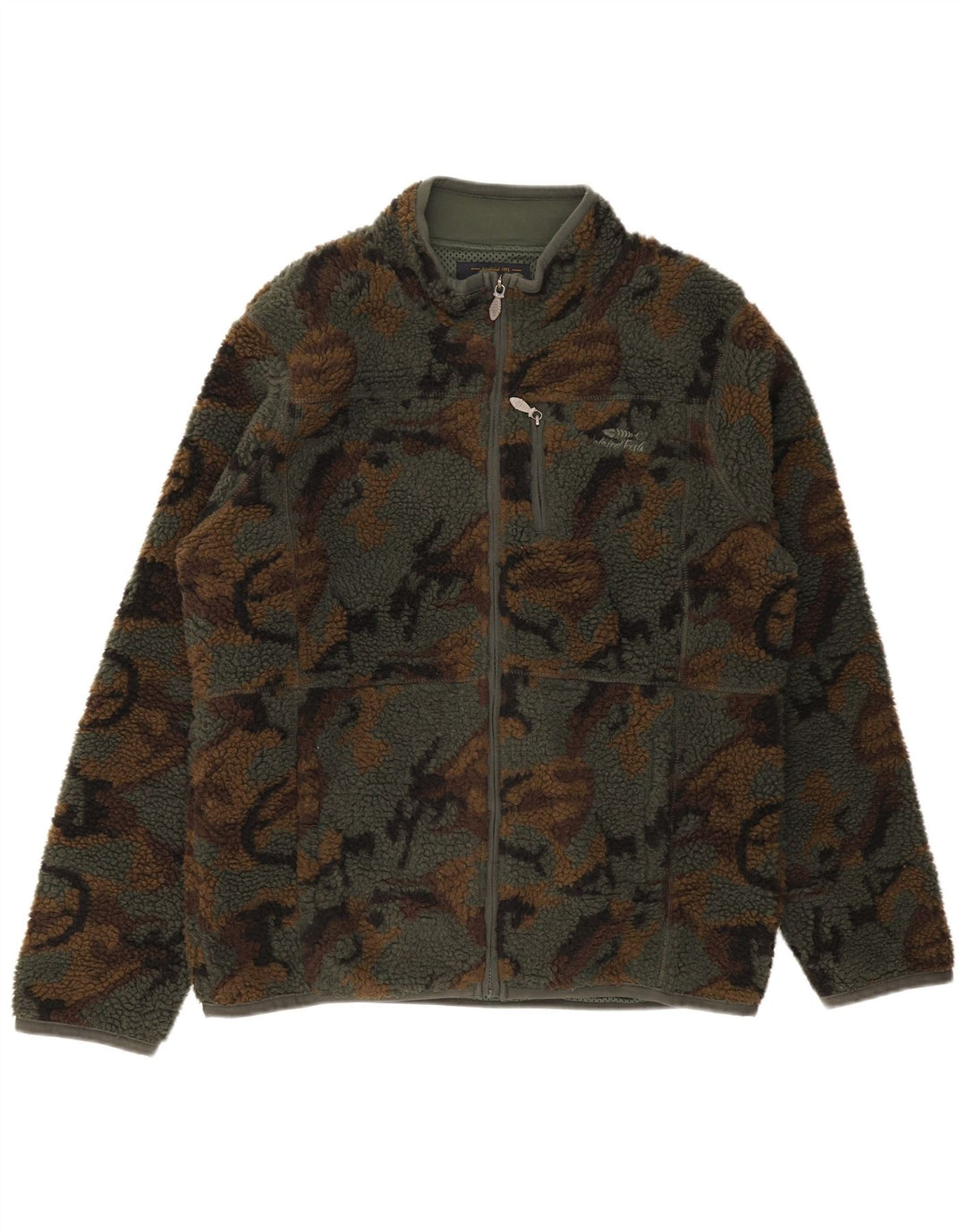 Jachetă pentru bărbați Weird Fish din fleece UK 40, mare, kaki, din poliester de camuflaj