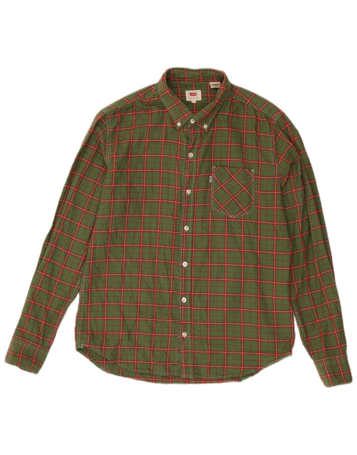 Cămașă Levi's pentru bărbați, bumbac cu carouri verde mediu